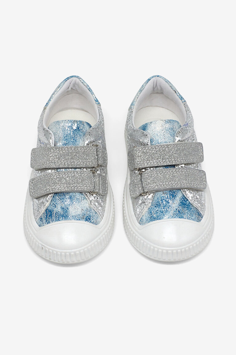 Çocuk Unisex Gümüş Çocuk Sim Detaylı Cırtlı Rahat Kalıp Sneaker