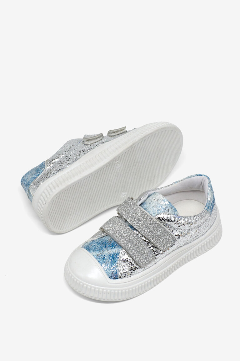 Çocuk Unisex Gümüş Çocuk Sim Detaylı Cırtlı Rahat Kalıp Sneaker