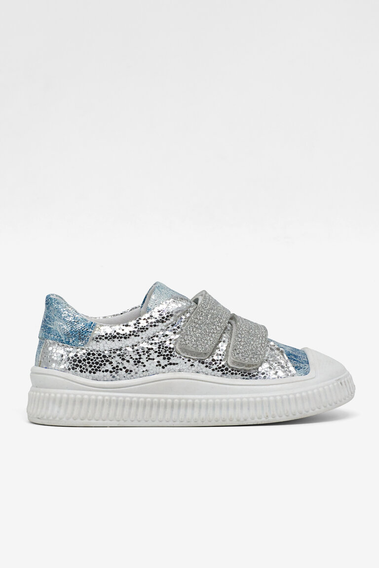 Çocuk Unisex Gümüş Çocuk Sim Detaylı Cırtlı Rahat Kalıp Sneaker