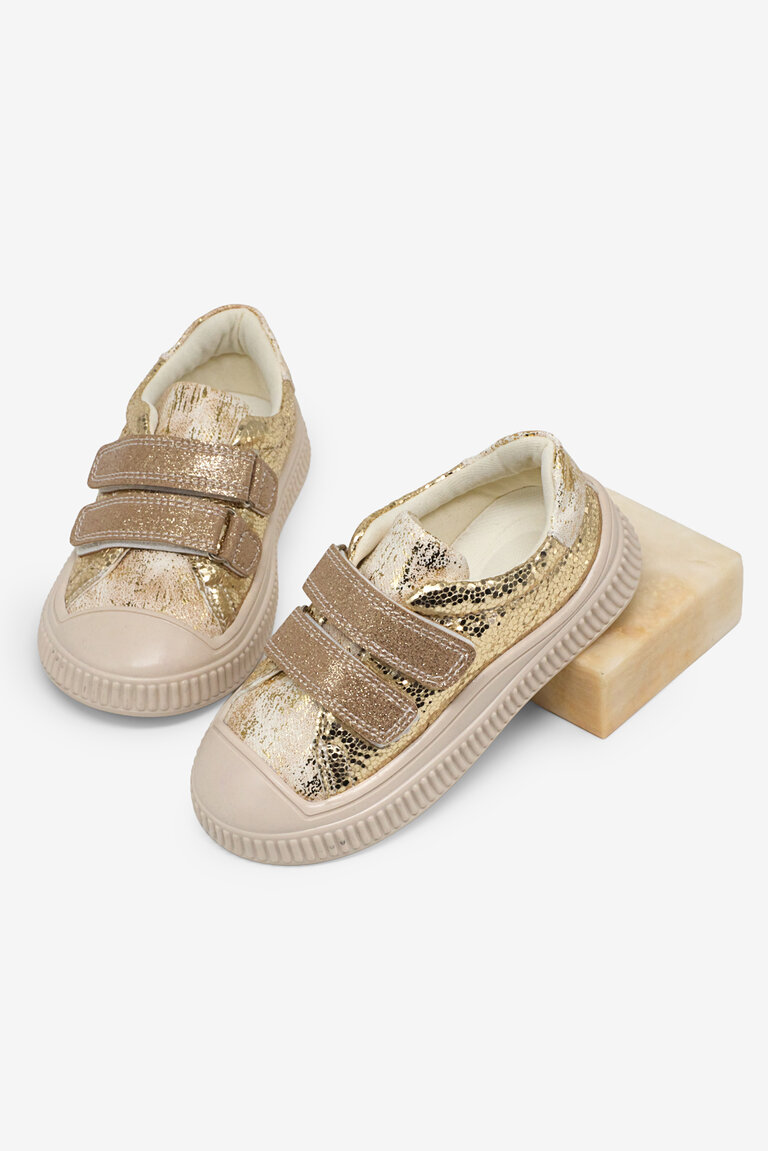 Çocuk Unisex Altın Çocuk Sim Detaylı Cırtlı Rahat Kalıp Sneaker