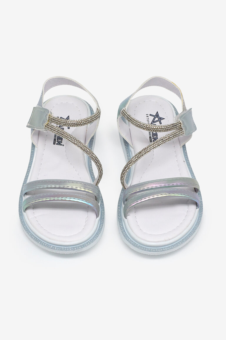 Çocuk Unisex Gümüş Çocuk Sim Detaylı Sandalet