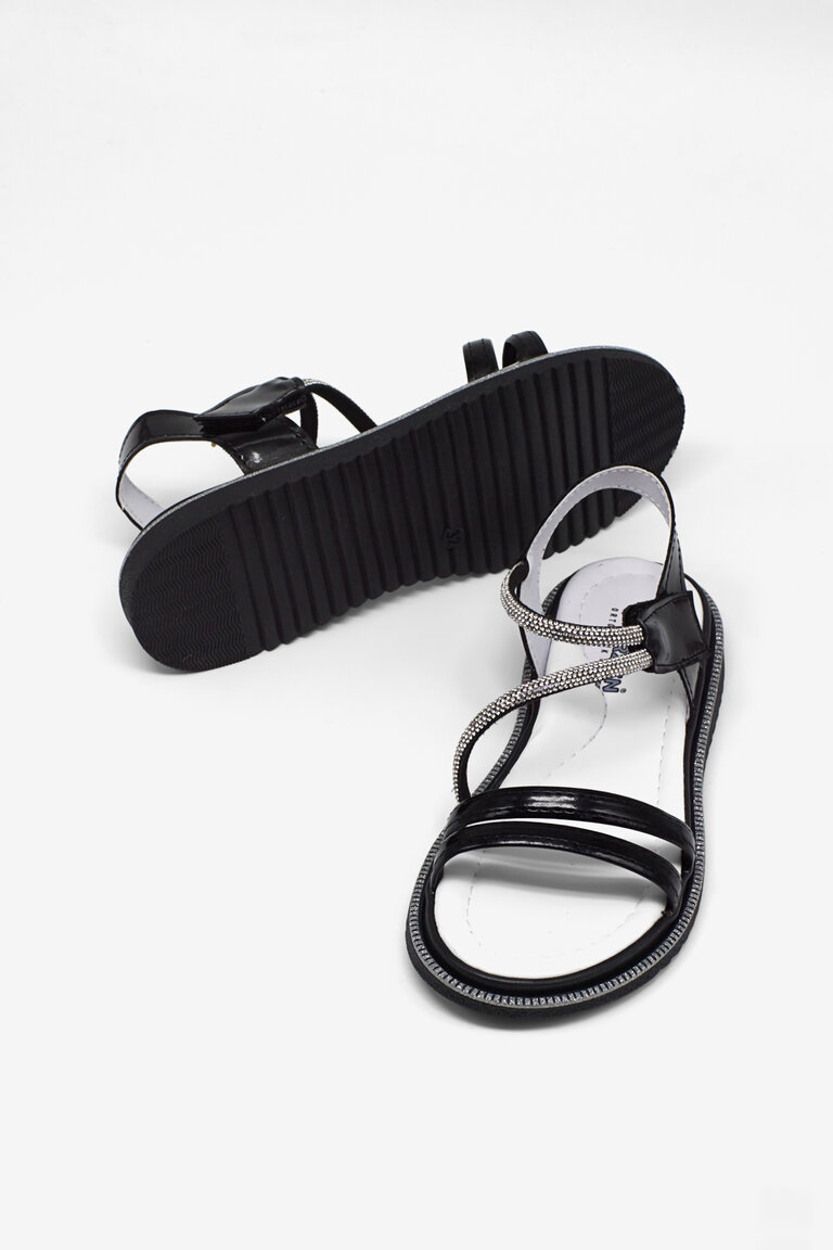 Çocuk Unisex Siyah Rugan Çocuk Sim Detaylı Sandalet
