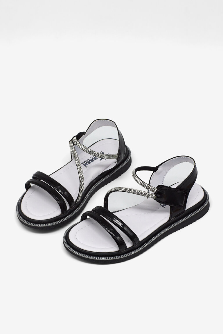 Çocuk Unisex Siyah Rugan Çocuk Sim Detaylı Sandalet
