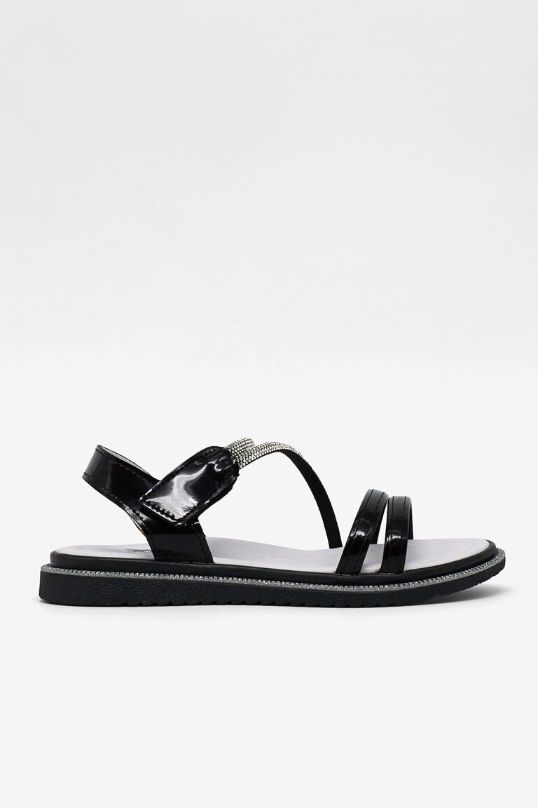 Çocuk Unisex Siyah Rugan Çocuk Sim Detaylı Sandalet