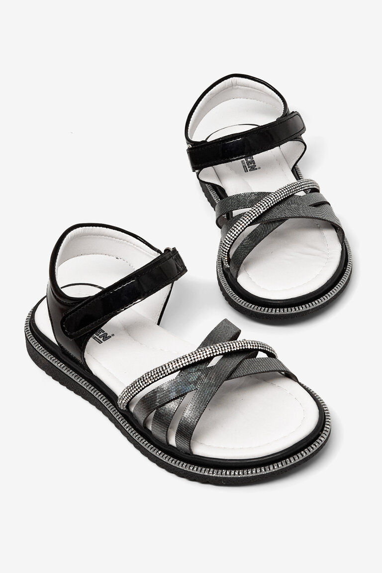 Çocuk Unisex Siyah Çoçuk Çarpraz Bağlı Sandalet