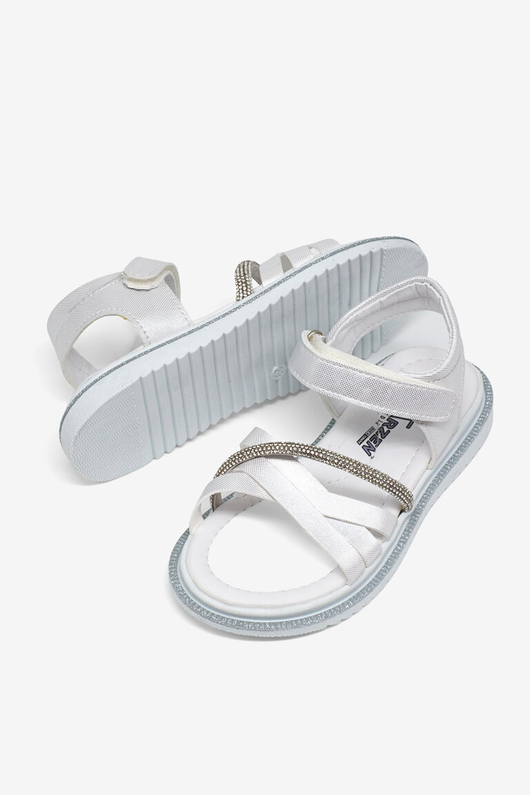 Çocuk Unisex Beyaz Çoçuk Çarpraz Bağlı Sandalet