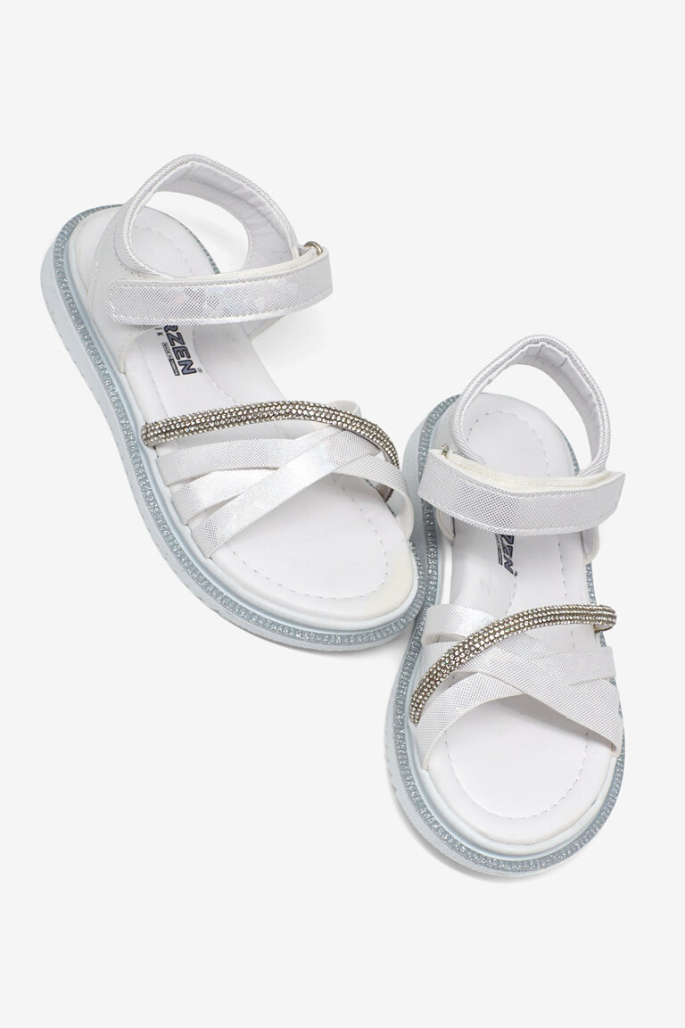 Çocuk Unisex Beyaz Çoçuk Çarpraz Bağlı Sandalet