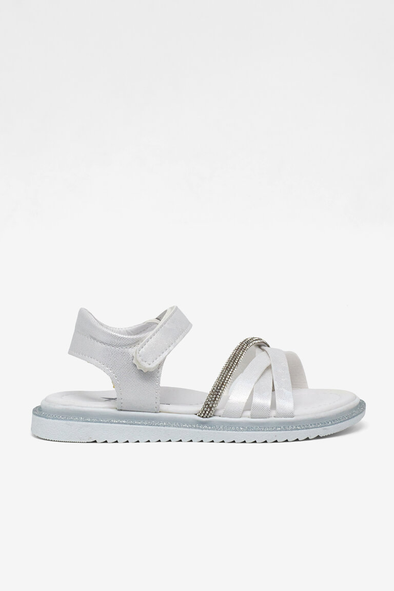 Çocuk Unisex Beyaz Çoçuk Çarpraz Bağlı Sandalet