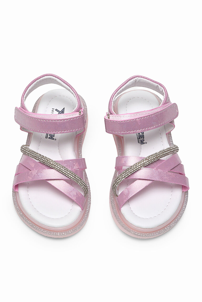 Çocuk Unisex Pembe Çoçuk Çarpraz Bağlı Sandalet