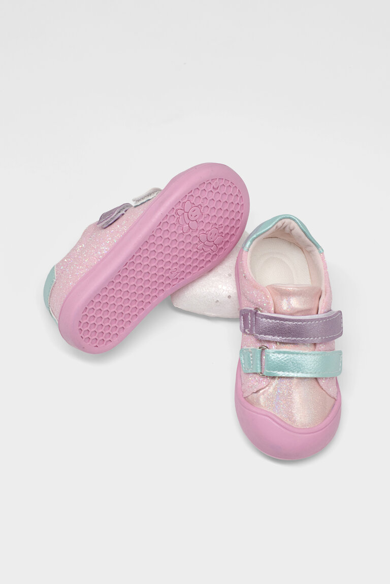 Kız Çocuk Pembe Lila İlk Adım Taşlı Rahat Kalıp Sneaker