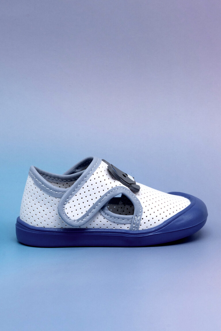 Kız Çocuk Beyaz Mavi Ayıcık Detaylı Rahat Kalıp İlk Adım Sneaker