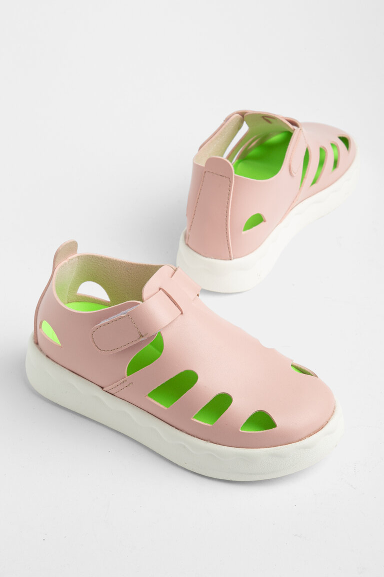 Çocuk Unisex Pudra Hafif Tabanlı Rahat Cırtlı Sandalet
