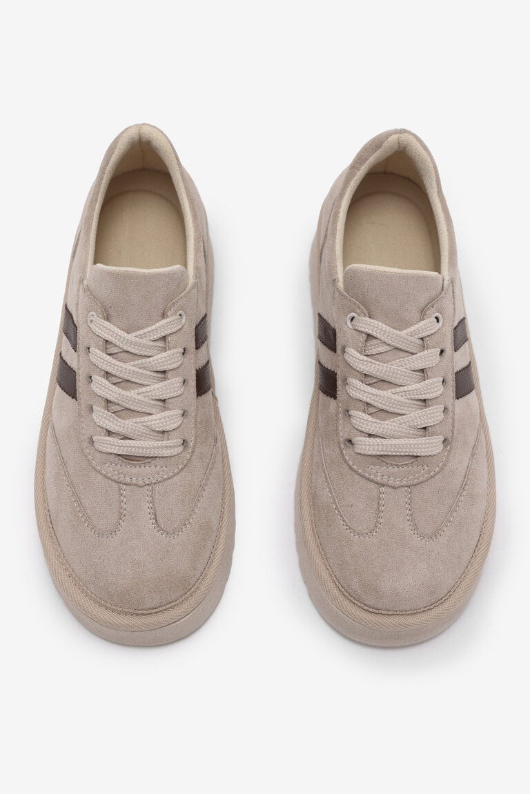 Kadın Bej Kadın Süet Rahat Kalıp Sneaker