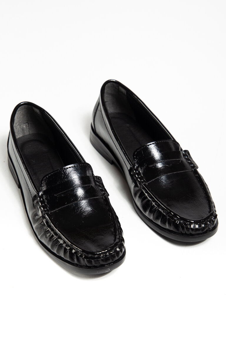 Kadın Siyah Termo Kaymaz Taban Loafer Oxford Kadın Ayakkabı