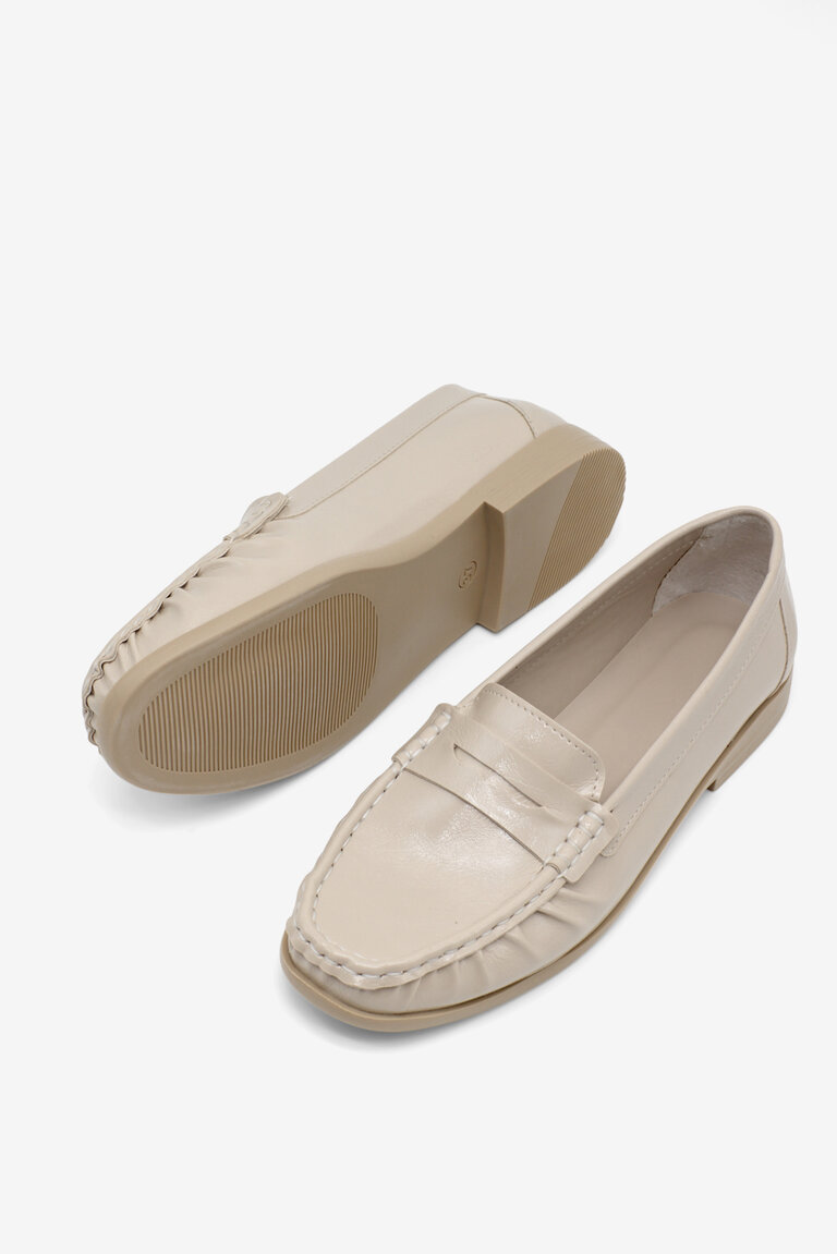 Kadın Bej Termo Kaymaz Taban Loafer Oxford Kadın Ayakkabı