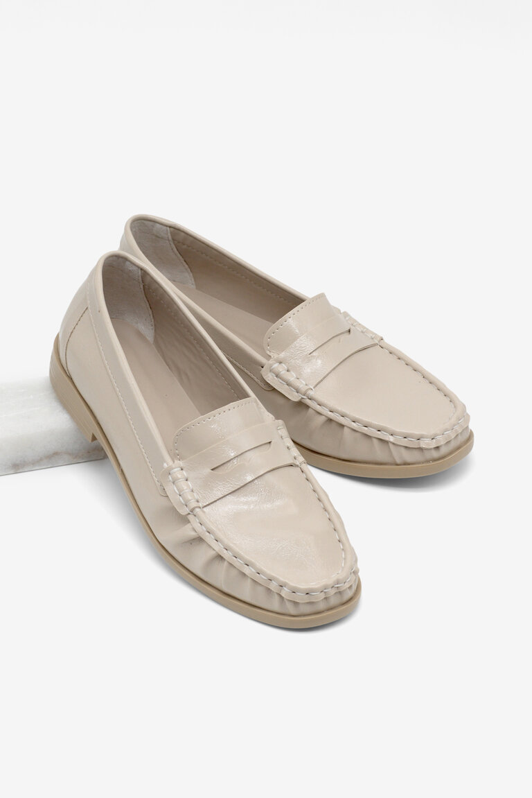 Kadın Bej Termo Kaymaz Taban Loafer Oxford Kadın Ayakkabı