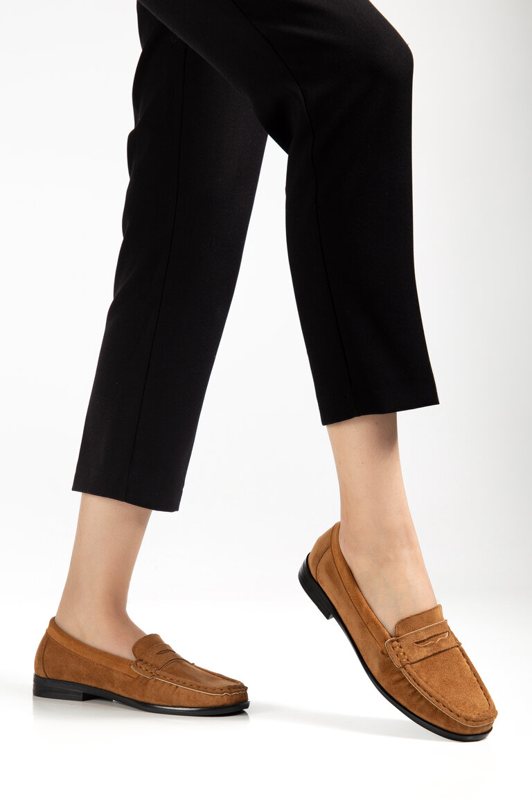 Kadın Taba Termo Kaymaz Taban Loafer Oxford Kadın Ayakkabı