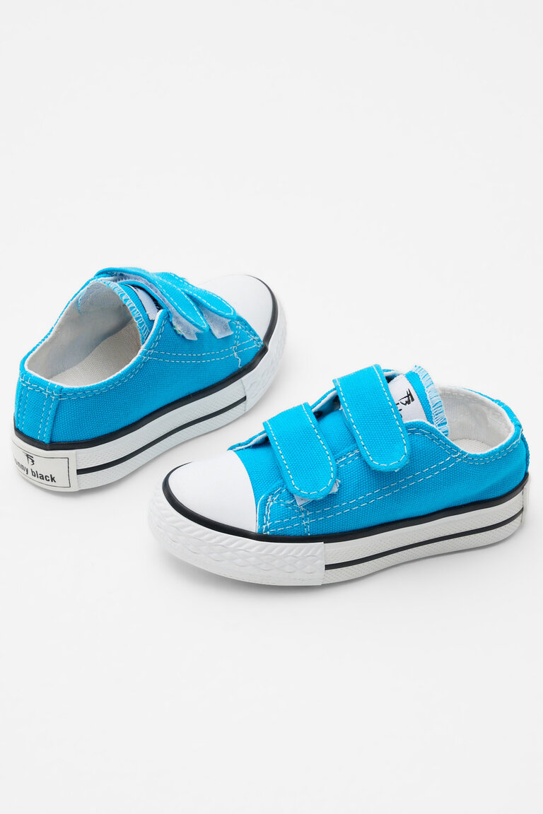 Çocuk Unisex Bebe Mavisi Kauçuk Taban Keten Cırtlı Spor Ayakkabı