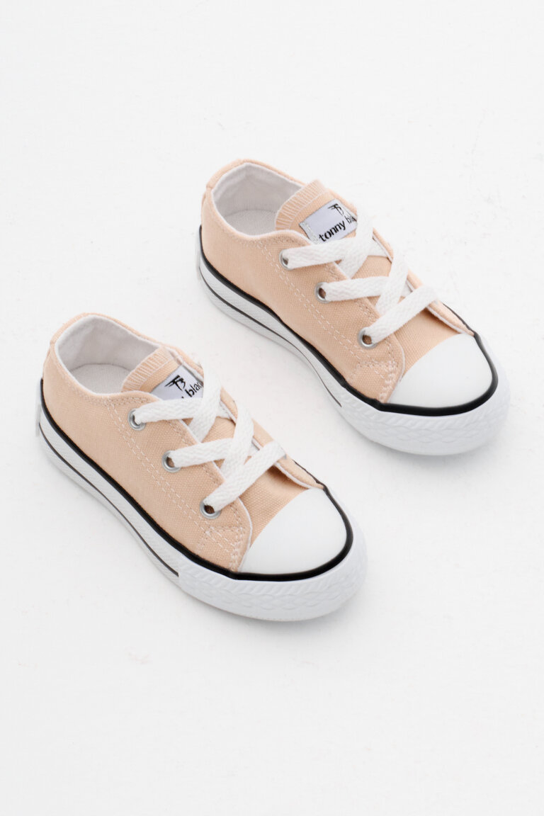 Çocuk Unisex Bej Rahat Kalıp Bağcıklı Sneaker