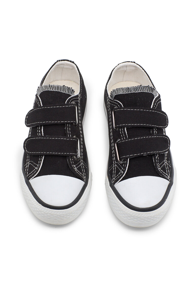 Çocuk Unisex Siyah Rahat Kalıp Çift Bantlı Ayakkabı
