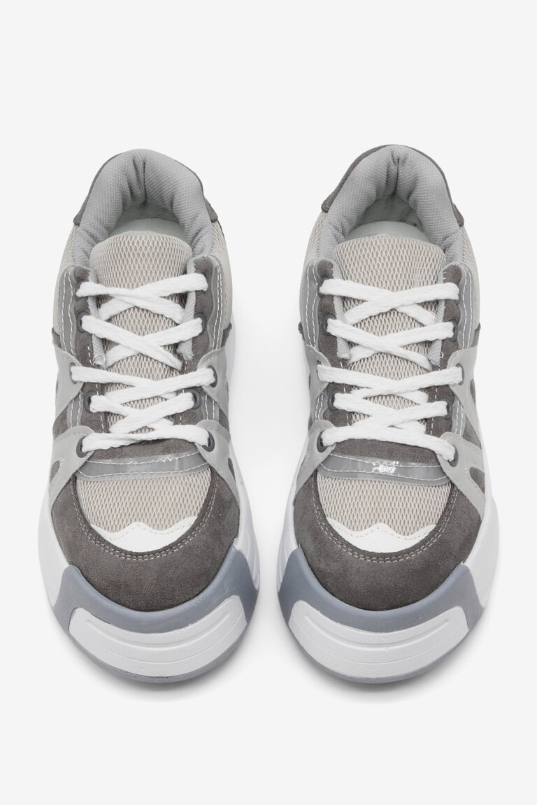 Kadın Gri Yüksek Taban Rahat Bağcıklı Sneaker