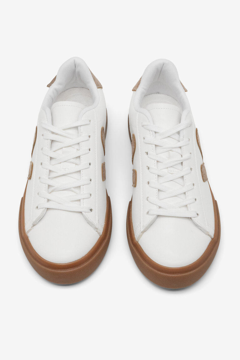 Kadın Beyaz Bej Kauçuk Taban Rahat Bağcıklı Sneaker