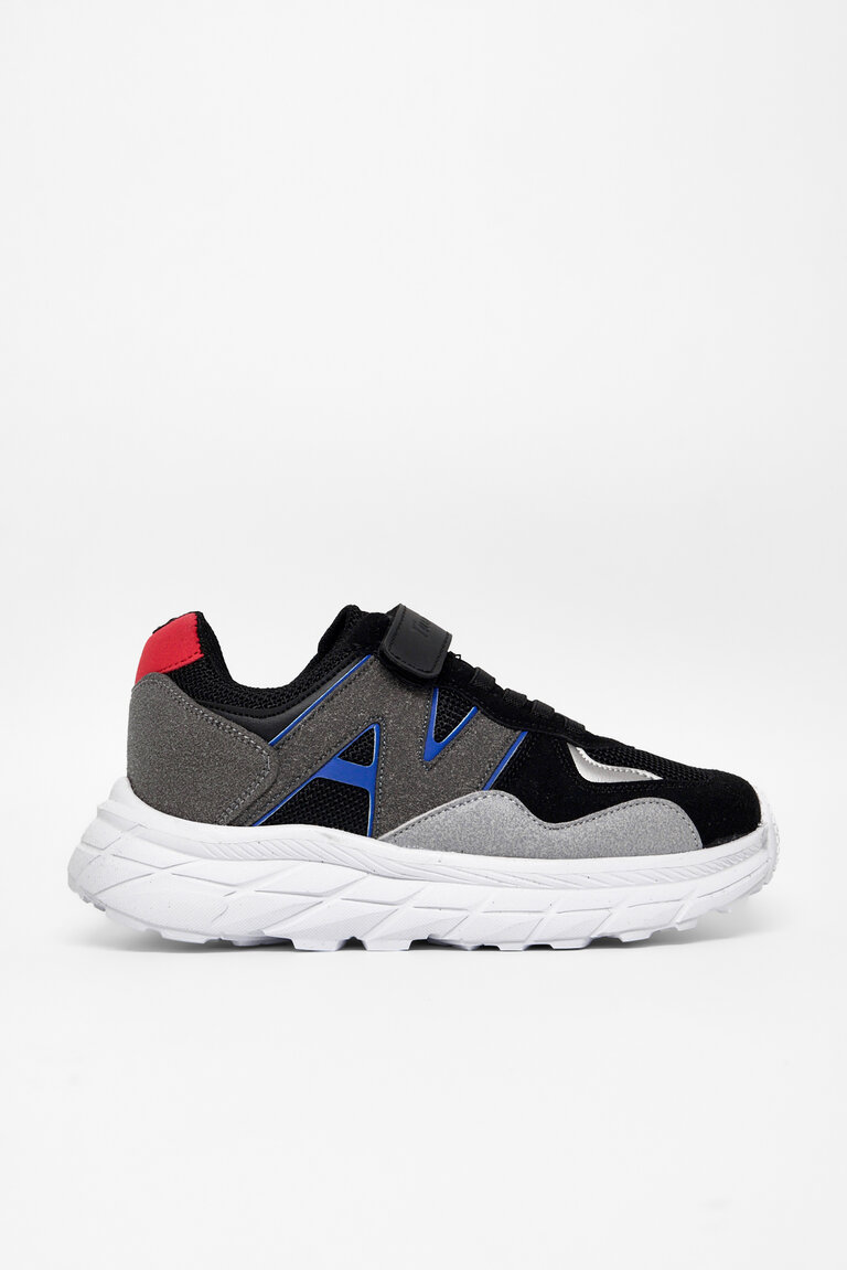 Çocuk Unisex Siyah Buz Rahat Kalıp Cırtlı Bağcıklı Sneaker