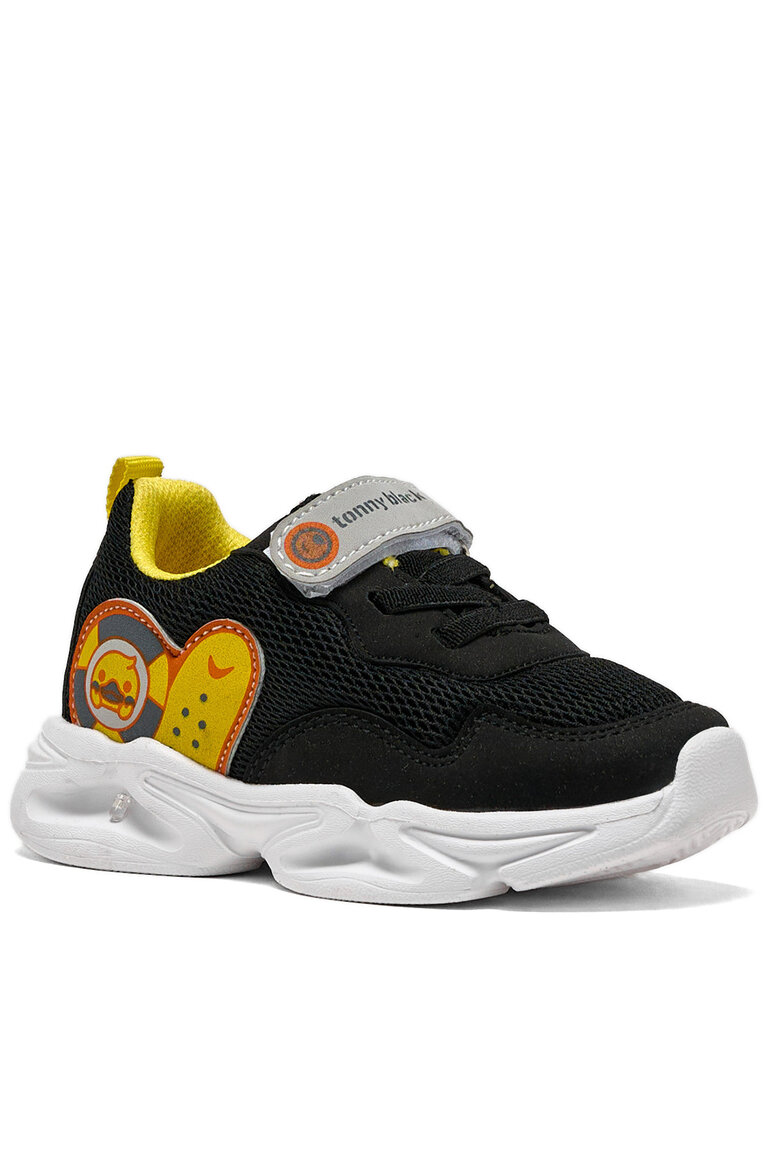 Çocuk Unisex Siyah Sarı Tonny Black Işıklı Cırtlı Ayakkabı