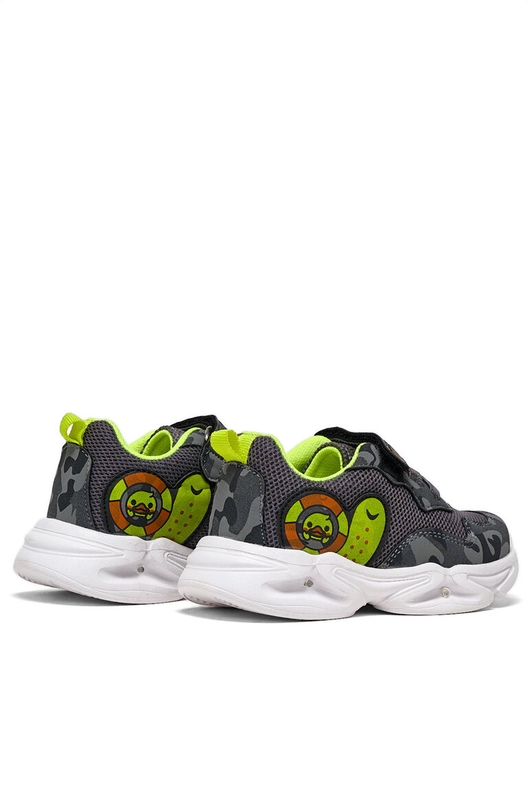 Çocuk Unisex Füme Kamuflaj Tonny Black Işıklı Cırtlı Ayakkabı
