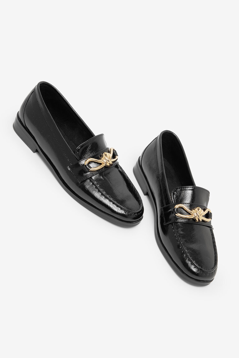 Kadın Siyah Kadın Klasik Loafer Toka Detaylı Babet Günlük Babet