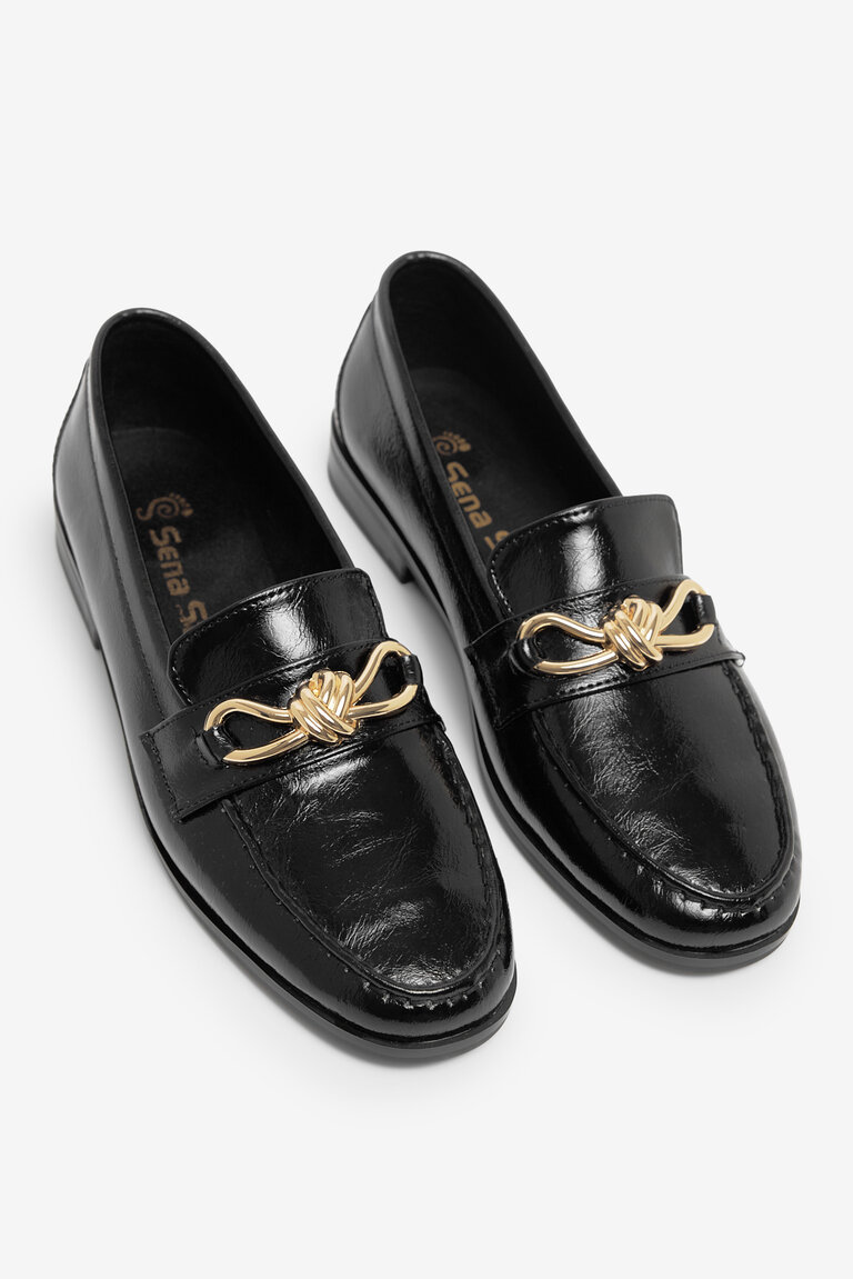Kadın Siyah Kadın Klasik Loafer Toka Detaylı Babet Günlük Babet