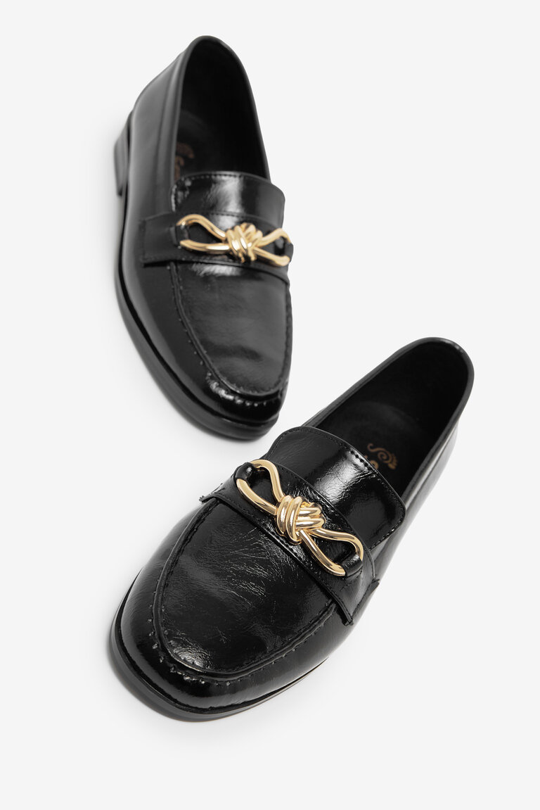 Kadın Siyah Kadın Klasik Loafer Toka Detaylı Babet Günlük Babet