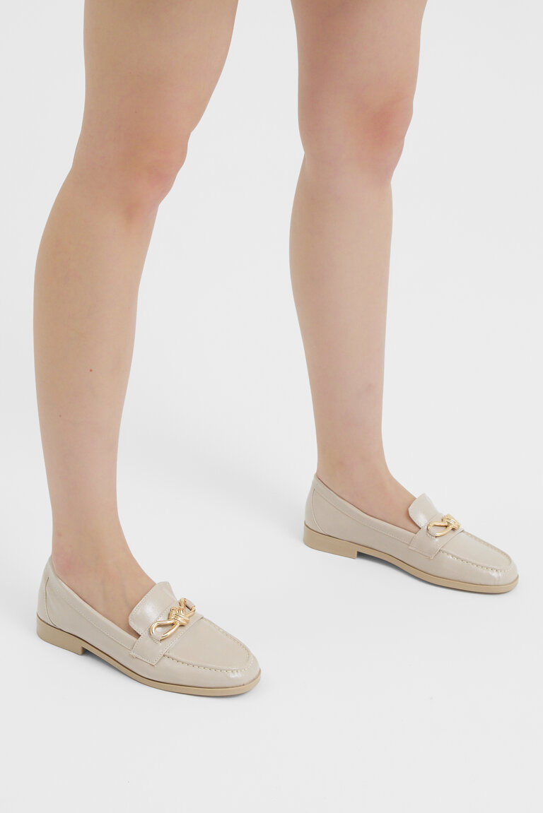 Kadın Bej Kadın Klasik Loafer Toka Detaylı Babet Günlük Babet