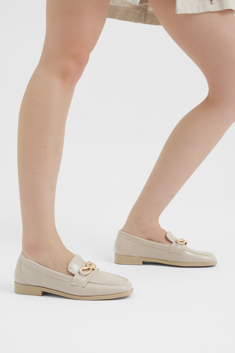 Kadın Bej Kadın Klasik Loafer Toka Detaylı Babet Günlük Babet