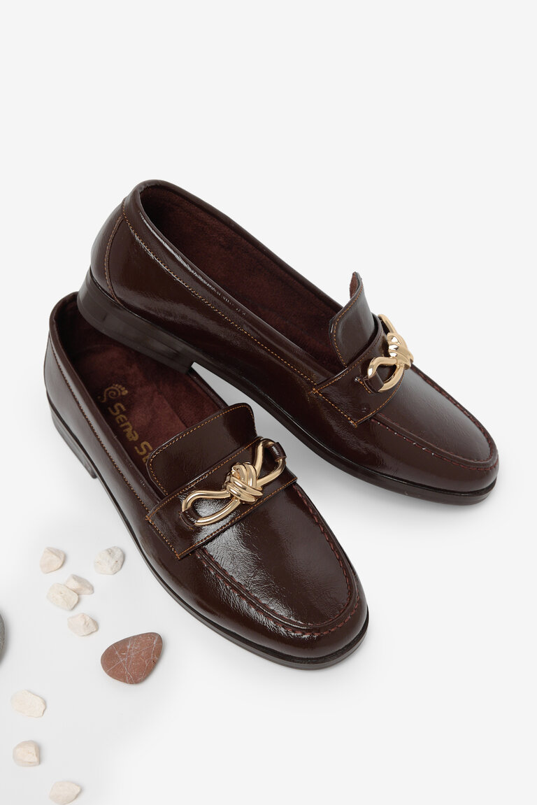 Kadın Kahve Kadın Klasik Loafer Toka Detaylı Babet Günlük Babet
