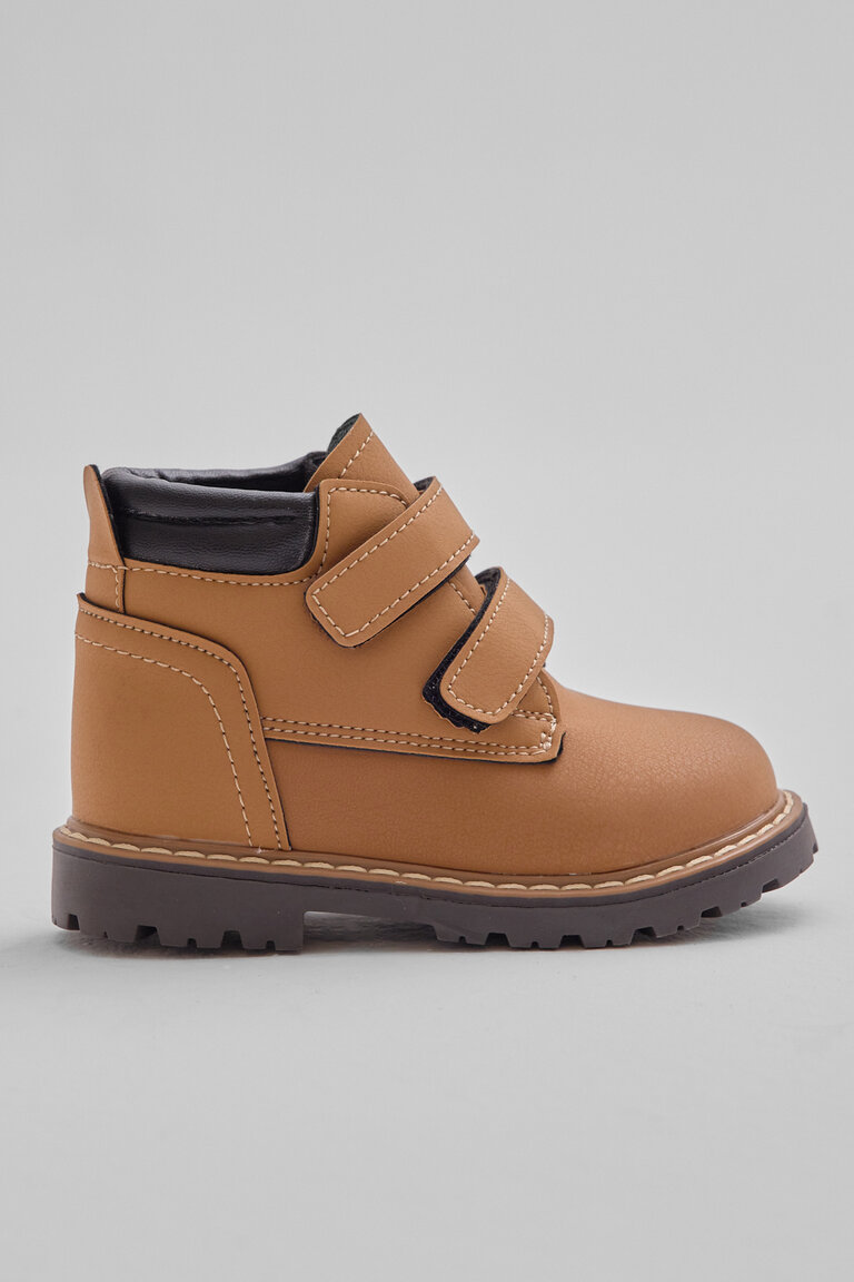 Çocuk Unisex Camel Kalın Termo Taban Sıcak Astarlı Çift Cırtlı Bot
