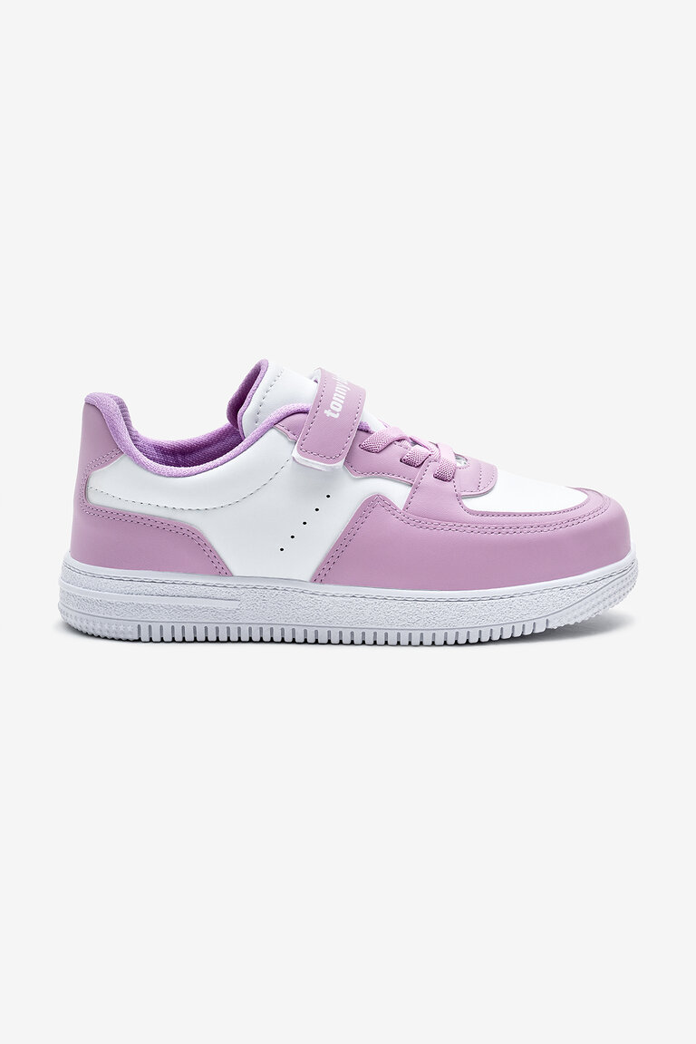 Çocuk Unisex Beyaz Lila Termo Taban Cırtlı Lastik Bağcıklı Spor Ayakkabı