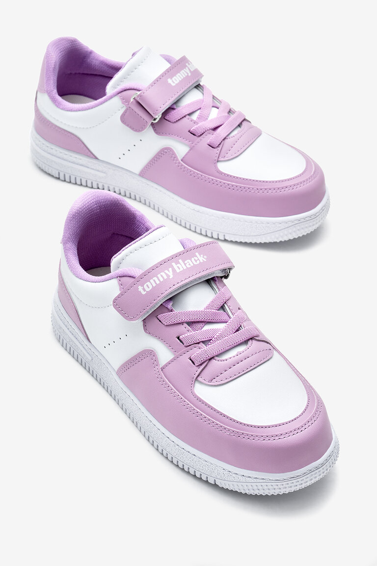 Çocuk Unisex Beyaz Lila Termo Taban Cırtlı Lastik Bağcıklı Spor Ayakkabı