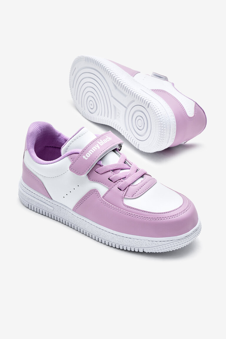 Çocuk Unisex Beyaz Lila Termo Taban Cırtlı Lastik Bağcıklı Spor Ayakkabı