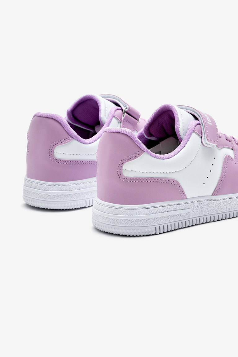 Çocuk Unisex Beyaz Lila Termo Taban Cırtlı Lastik Bağcıklı Spor Ayakkabı