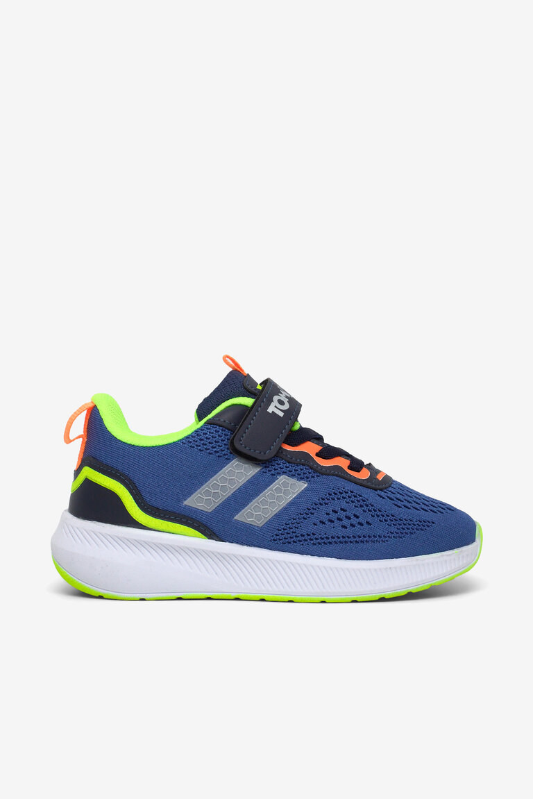 Çocuk Unisex Lacivert Sarı Rahat Kalıp Nefes Alabilen Cırtlı Bağcıklı Sneaker