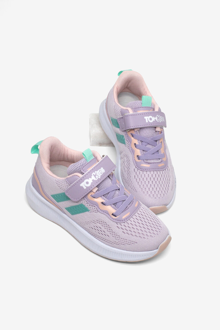 Çocuk Unisex Lila Yeşil Rahat Kalıp Nefes Alabilen Cırtlı Bağcıklı Sneaker