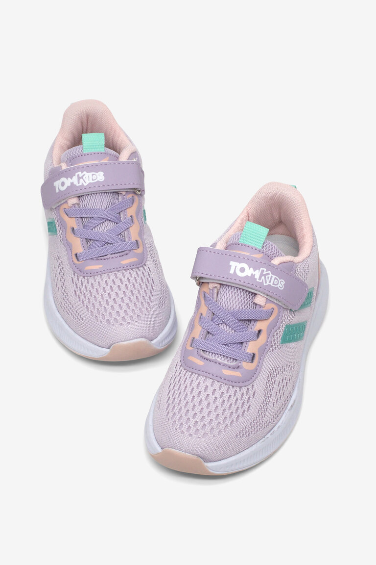 Çocuk Unisex Lila Yeşil Rahat Kalıp Nefes Alabilen Cırtlı Bağcıklı Sneaker