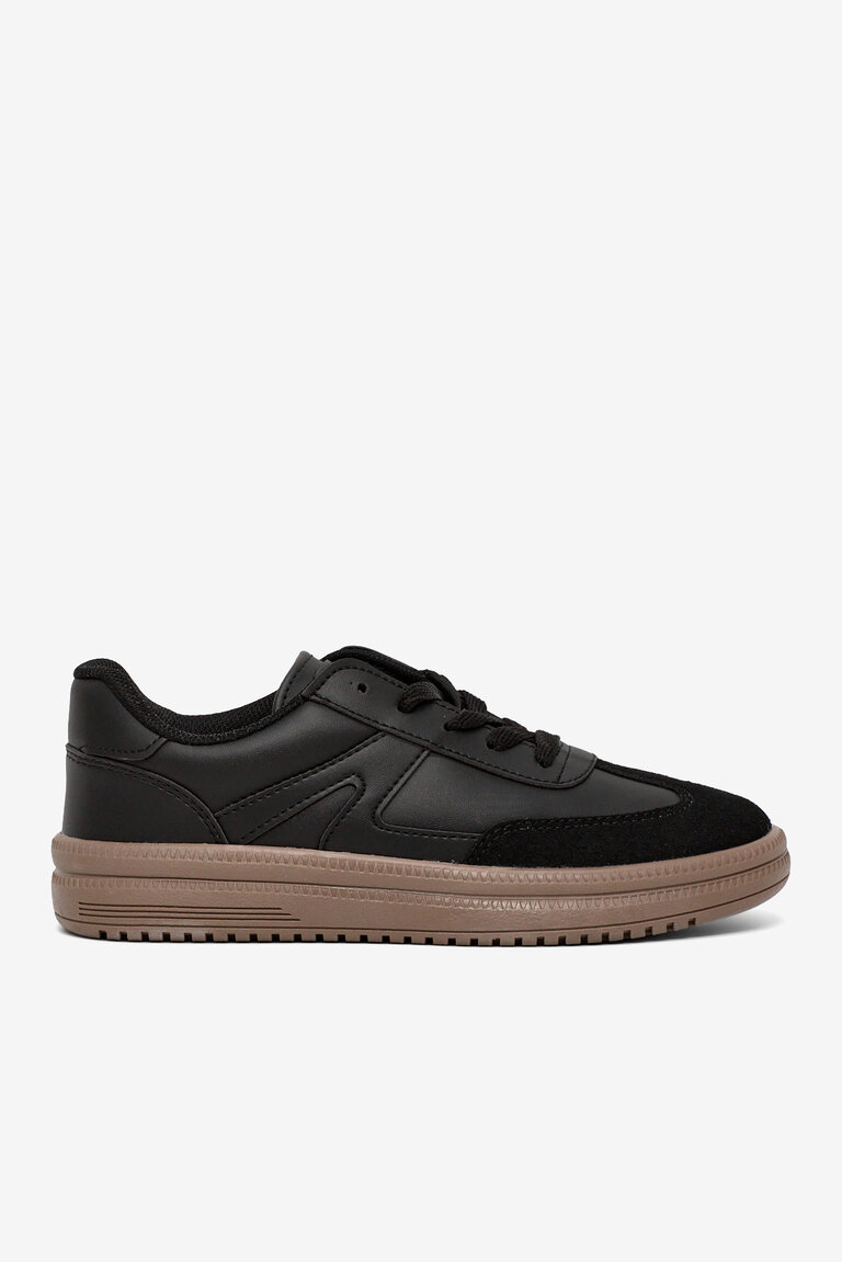 Kadın Siyah Siyah Rahat Kalıp Kauçuk Taban Bağcıklı Sneaker